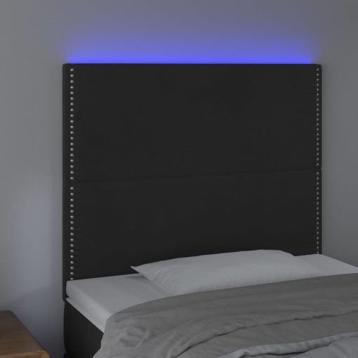 Testiera A Led Nera 80x5x118/128 Cm In Velluto - Image 3