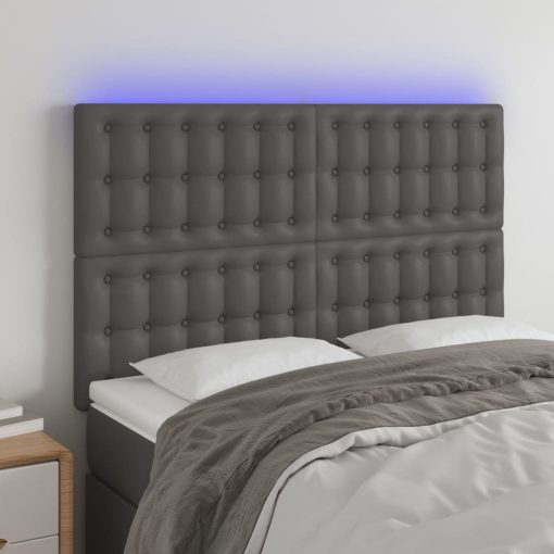 Testiera A Led Grigio 144x5x118/128 Cm In Similpelle