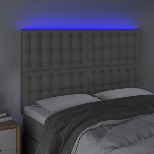 Testiera A Led Grigio 144x5x118/128 Cm In Similpelle - Image 3