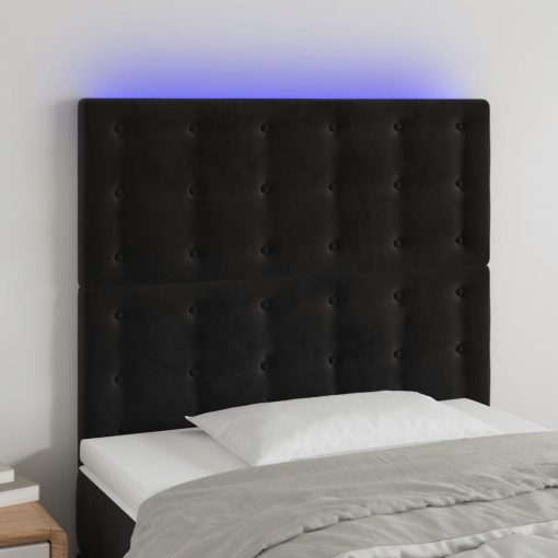 Testiera A Led Nero 90x5x118/128 Cm In Velluto