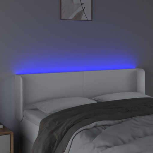 Testiera A Led Bianca 147x16x78/88 Cm In Similpelle - Image 4