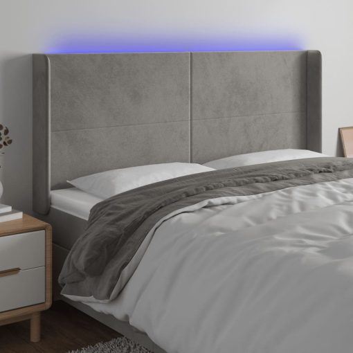 Testiera A Led Grigio Chiaro 163x16x118/128 Cm In Velluto