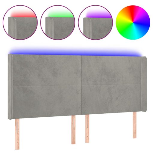 Testiera A Led Grigio Chiaro 163x16x118/128 Cm In Velluto - Image 2