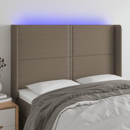 Testiera A Led Tortora 147x16x118/128 Cm In Tessuto