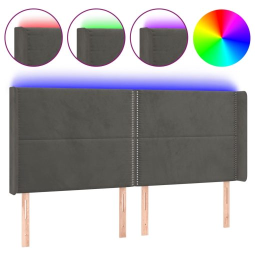 Testiera A Led Grigio Scuro 183x16x118/128cm Intessuto - Image 2