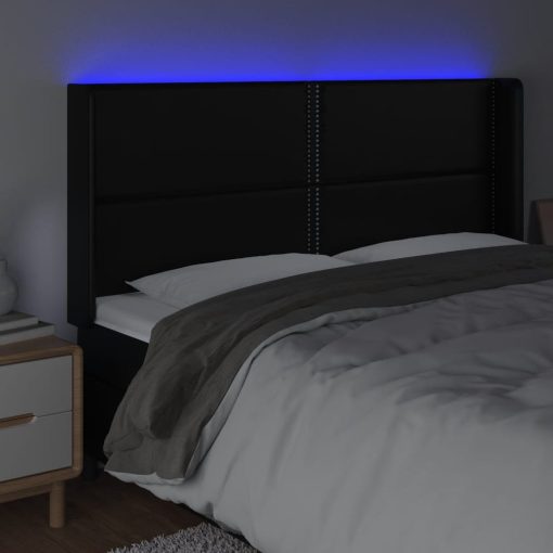 Testiera A Led Nera 163x16x118/128 Cm In Similpelle - Image 4