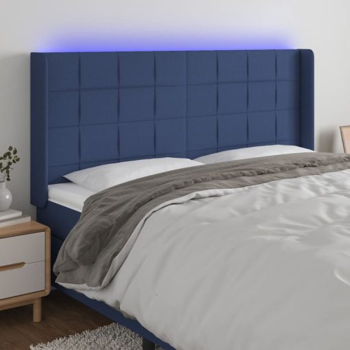 Testiera A Led Blu 183x16x118/128 Cm In Tessuto
