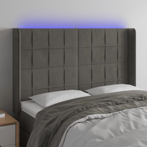 Testiera A Led Grigio Scuro 147x16x118/128cm In Velluto