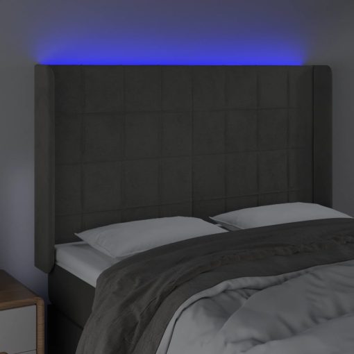 Testiera A Led Grigio Scuro 147x16x118/128cm In Velluto - Image 4