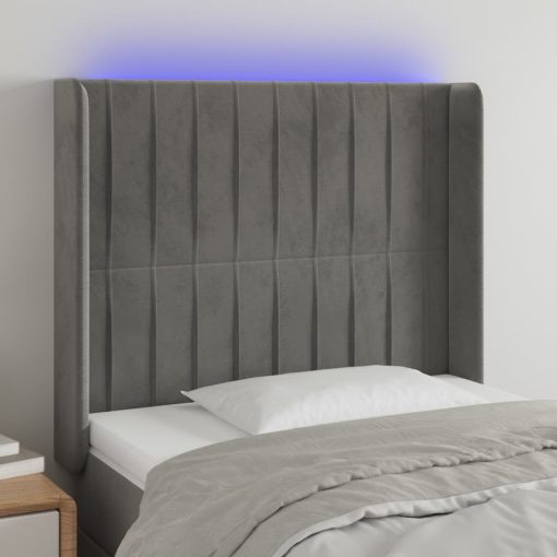 Testiera A Led Grigio Chiaro 103x16x118/128 Cm In Velluto