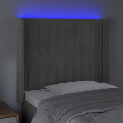 Testiera A Led Grigio Chiaro 103x16x118/128 Cm In Velluto - Image 4