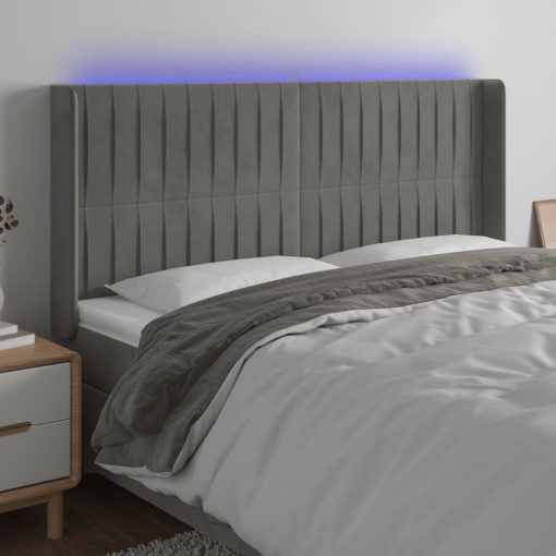 Testiera A Led Grigio Chiaro 183x16x118/128 Cm In Velluto