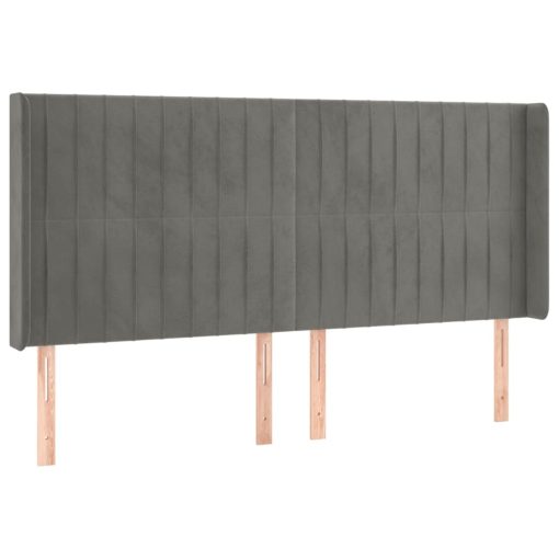 Testiera A Led Grigio Chiaro 183x16x118/128 Cm In Velluto - Image 3