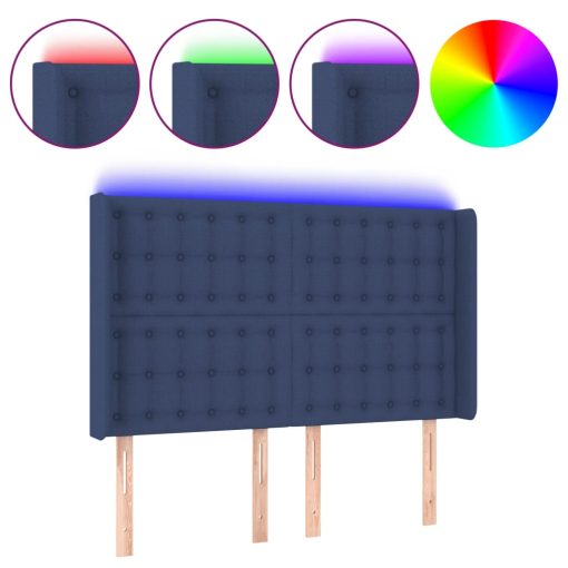 Testiera A Led Blu 147x16x118/128 Cm In Tessuto - Image 2