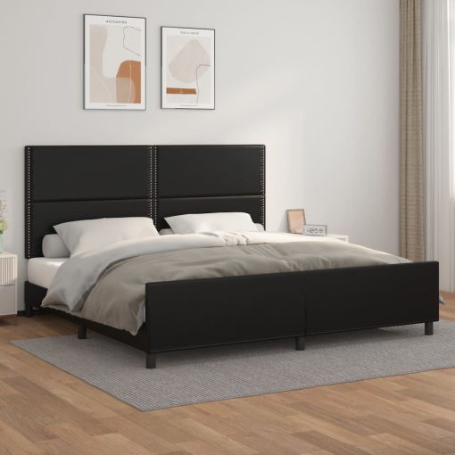 Giroletto Con Testiera Nero 200x200 Cm In Similpelle