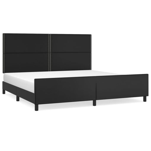 Giroletto Con Testiera Nero 200x200 Cm In Similpelle - Image 2
