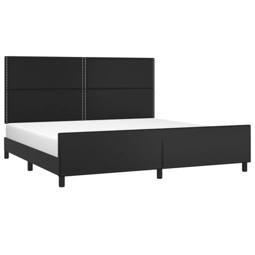 Giroletto Con Testiera Nero 200x200 Cm In Similpelle - Image 3