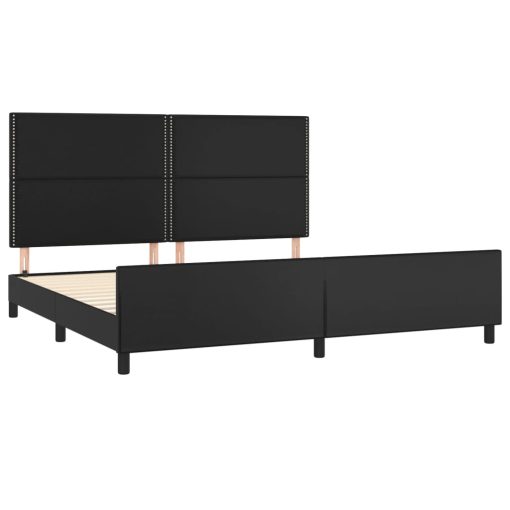 Giroletto Con Testiera Nero 200x200 Cm In Similpelle - Image 4