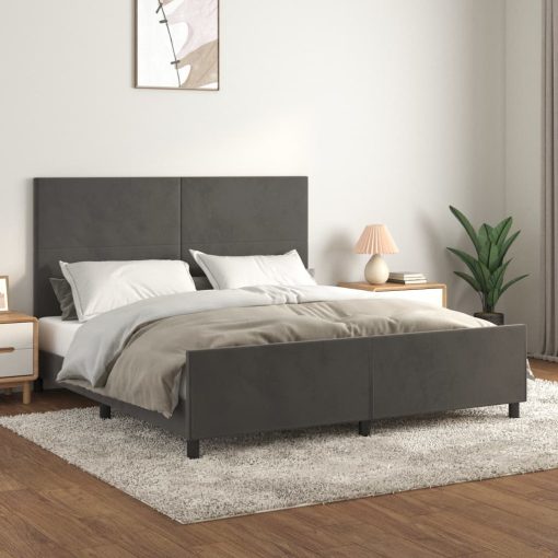 Giroletto Senza Materasso Grigio Scuro 160x200 Cm Velluto