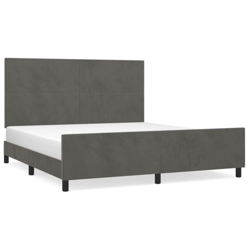 Giroletto Senza Materasso Grigio Scuro 160x200 Cm Velluto - Image 2