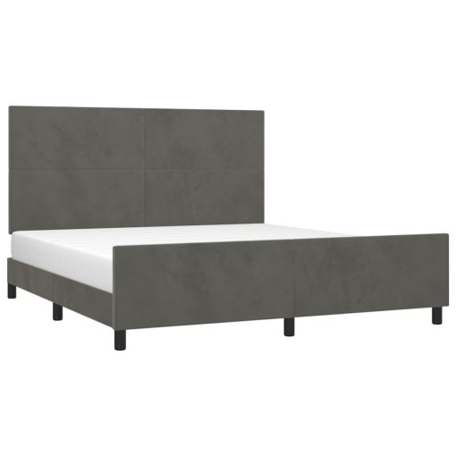 Giroletto Senza Materasso Grigio Scuro 160x200 Cm Velluto - Image 3