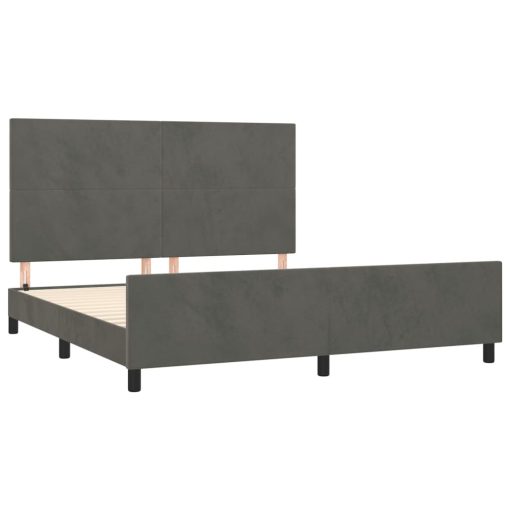Giroletto Senza Materasso Grigio Scuro 160x200 Cm Velluto - Image 4