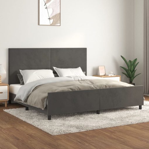 Giroletto Senza Materasso Grigio Scuro 200x200 Cm Velluto