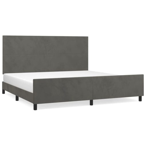 Giroletto Senza Materasso Grigio Scuro 200x200 Cm Velluto - Image 2