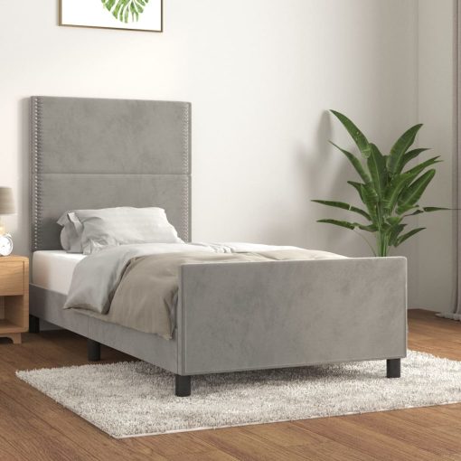 Giroletto Senza Materasso Grigio Chiaro 80x200 Cm Velluto