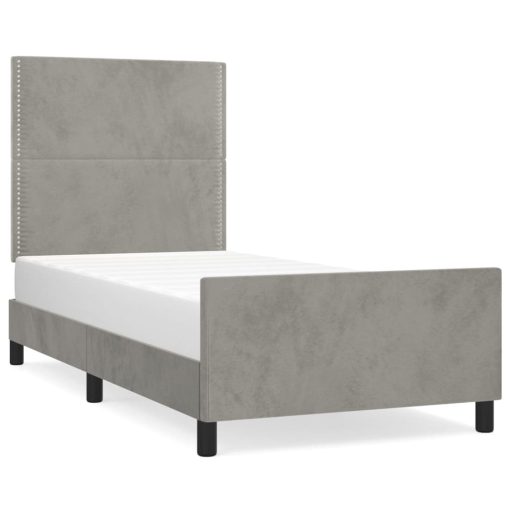Giroletto Senza Materasso Grigio Chiaro 80x200 Cm Velluto - Image 2