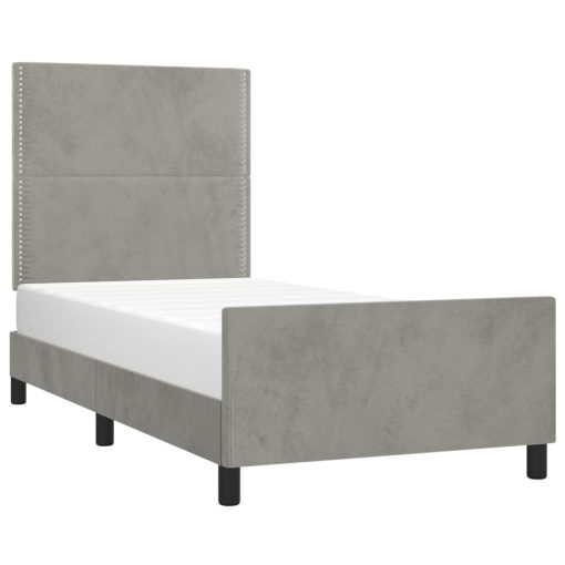 Giroletto Senza Materasso Grigio Chiaro 80x200 Cm Velluto - Image 3