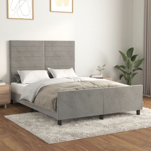 Giroletto Senza Materasso Grigio Chiaro 140x200 Cm Velluto