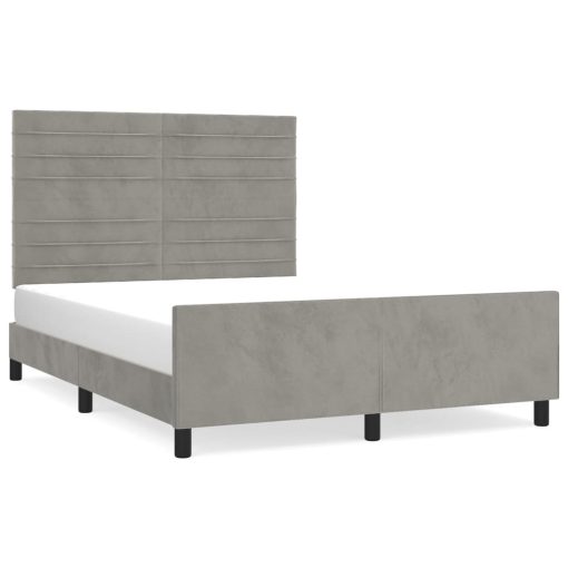 Giroletto Senza Materasso Grigio Chiaro 140x200 Cm Velluto - Image 2