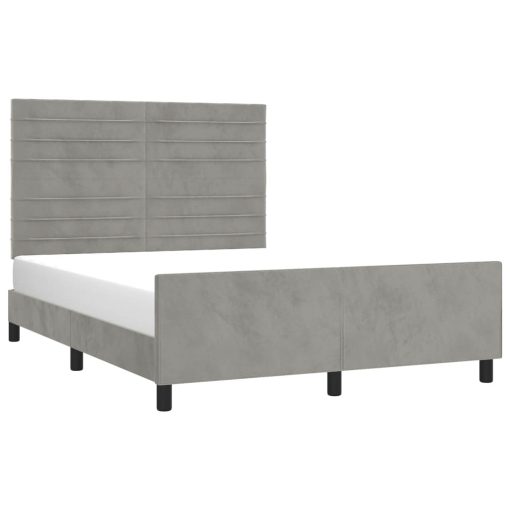 Giroletto Senza Materasso Grigio Chiaro 140x200 Cm Velluto - Image 3
