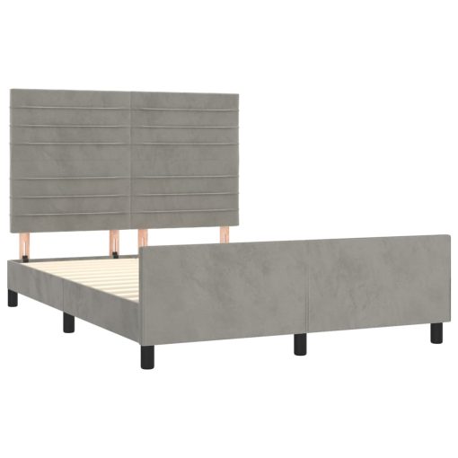 Giroletto Senza Materasso Grigio Chiaro 140x200 Cm Velluto - Image 4