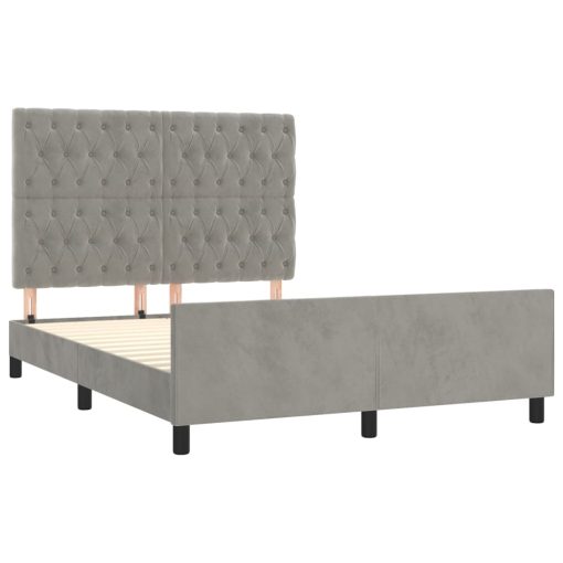 Giroletto Senza Materasso Grigio Chiaro 140x190 Cm Velluto - Image 4