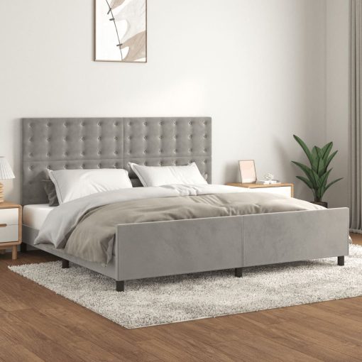 Giroletto Senza Materasso Grigio Chiaro 200x200 Cm Velluto