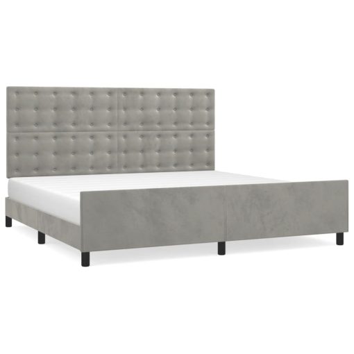 Giroletto Senza Materasso Grigio Chiaro 200x200 Cm Velluto - Image 2