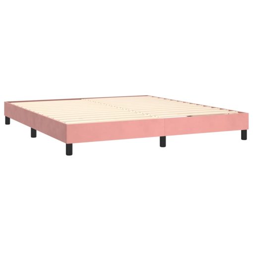 Giroletto A Molle Con Materasso Rosa 160x200 Cm In Velluto - Image 4