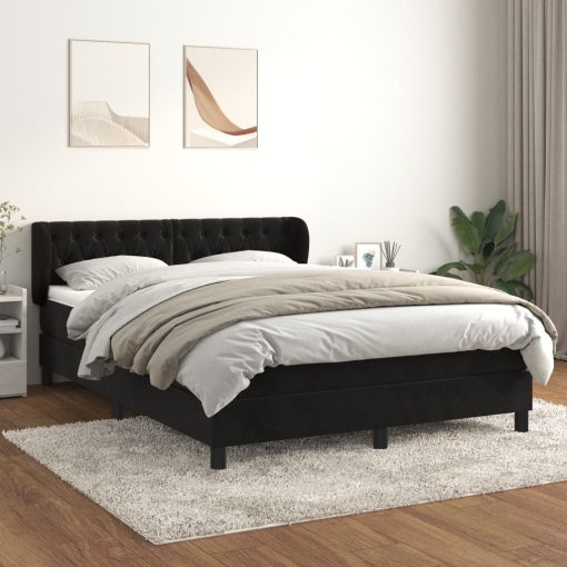 Giroletto A Molle Con Materasso Nero 140x200 Cm In Velluto