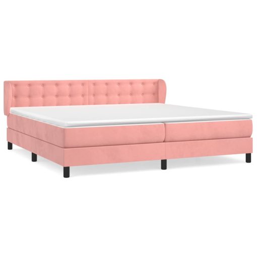 Giroletto A Molle Con Materasso Rosa 200x200 Cm In Velluto - Image 2