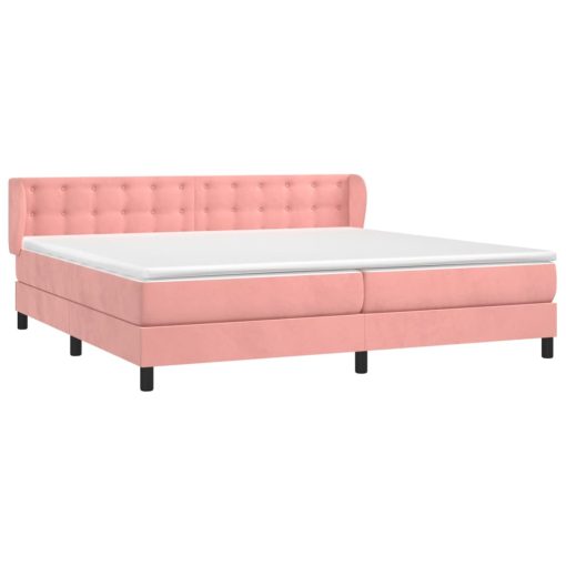 Giroletto A Molle Con Materasso Rosa 200x200 Cm In Velluto - Image 3