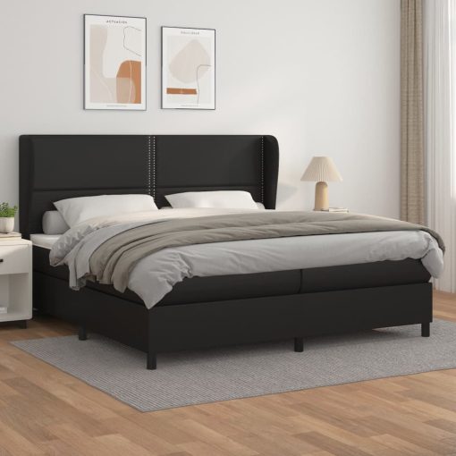 Giroletto A Molle Con Materasso Nero 200x200 Cm In Similpelle