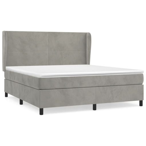 Giroletto A Molle Con Materasso Grigio Chiaro 160x200cm Velluto - Image 2