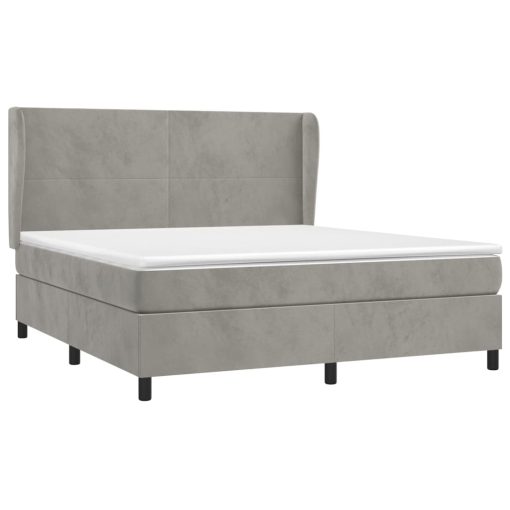 Giroletto A Molle Con Materasso Grigio Chiaro 160x200cm Velluto - Image 3