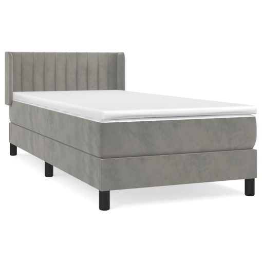 Giroletto A Molle Con Materasso Grigio Chiaro 80x200 Cm Velluto - Image 2
