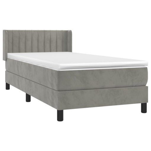 Giroletto A Molle Con Materasso Grigio Chiaro 80x200 Cm Velluto - Image 3