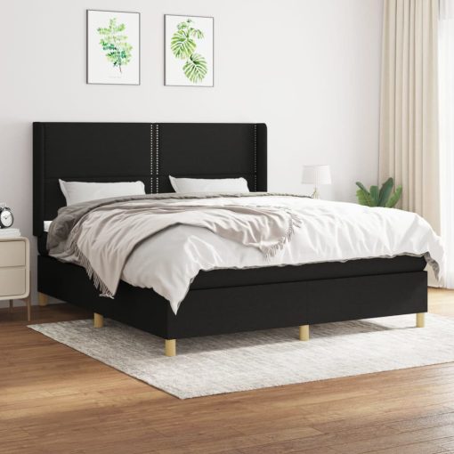 Giroletto A Molle Con Materasso Nero 180x200 Cm In Tessuto