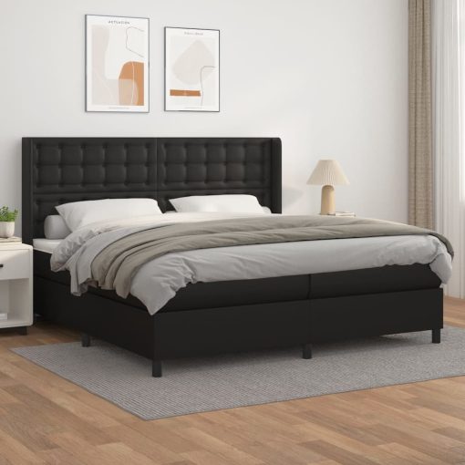 Giroletto A Molle Con Materasso Nero 200x200 Cm In Similpelle