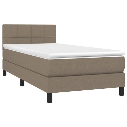 Letto A Molle Con Materasso E Led Tortora 100x200cm In Tessuto - Image 3